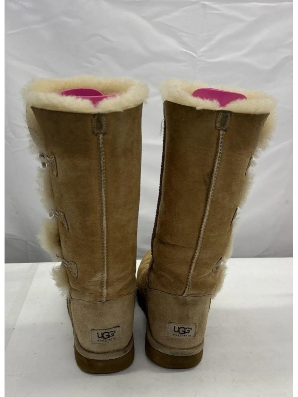 UGG Tall Button-Back Suede Winter Boots in Chestnut
